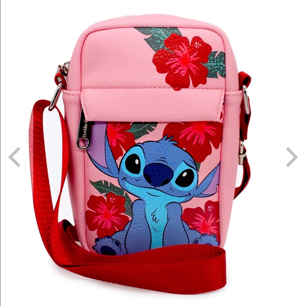 Women’s Crossbody Wallet Disney Lilo & Stitch Pink Hibiscus Flowers NWOT